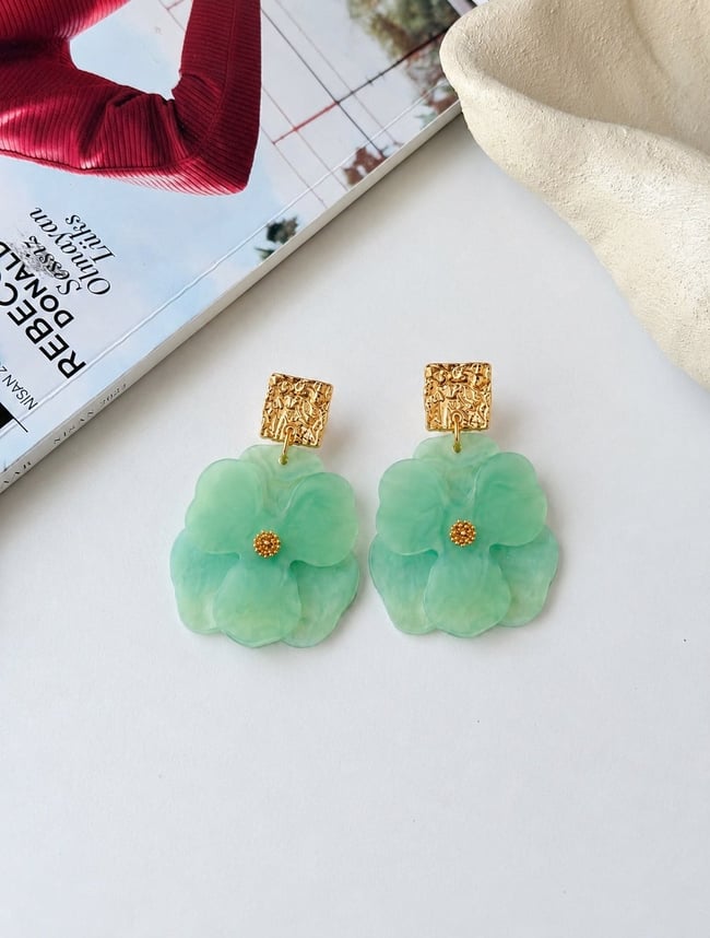 Mint Bloom Çiçek Küpe
