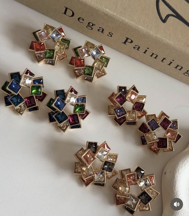 Mosaic Taşlı Vintage Kadın Küpe 