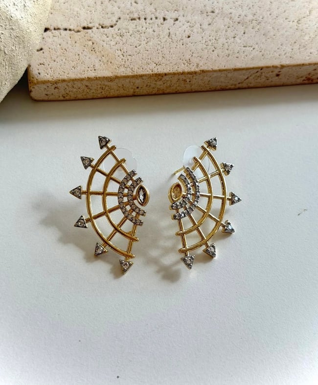 Nazar Göz Işıltılı Gold Küpe