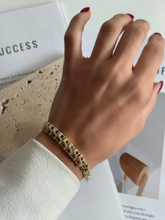 Nerina Gold Geometrik Kadın Bileklik 