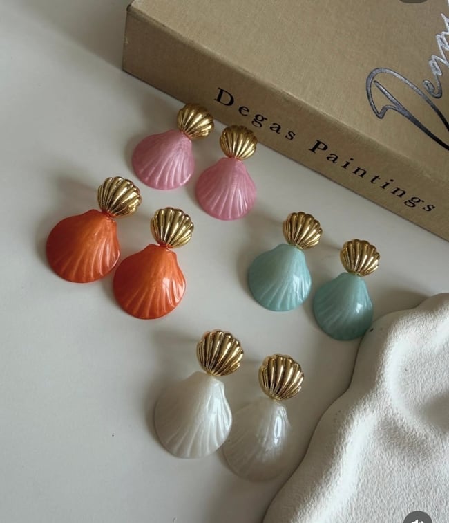 Pastel Deniz Kabuğu Kadın Küpe 