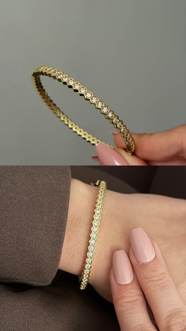 Petek Işıltı Gold Kadın Bileklik