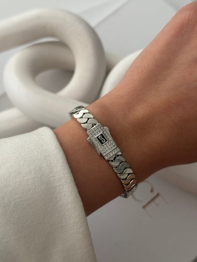 Silver Luxe Zirkon Taşlı Gurmet Bileklik
