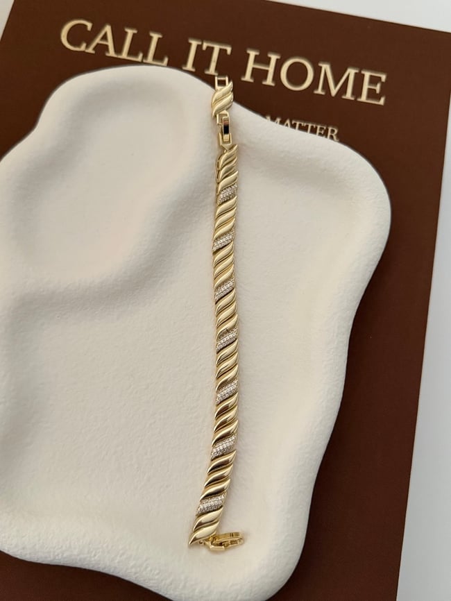 Zarafet Burgu Zirkon Gold Bileklik