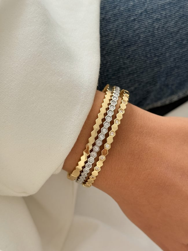 Zirkon Taş Detaylı Altın Kaplama Geometrik Zincir Bileklik