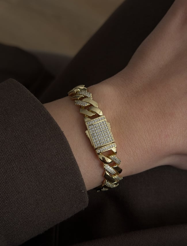 Zirkon Taş Detaylı Gurmet Zincir Gold Kadın Bileklik