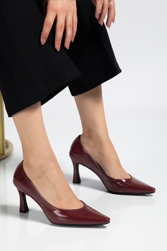 Bordo Kadın Topuklu Ayakkabı Stiletto