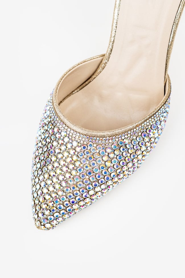 Kadın Altın Topuklu Stiletto Abiye Ayakkabı – Düğün & Davet