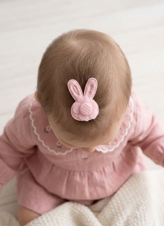 Toka DelisiTOKABebekler İçin Fiyonk Detaylı Pembe Tavşan Figürlü Saçsız Bebek TokasıBebekler İçin Pembe Tavşan Figürlü Saçsız Bebek Tokası