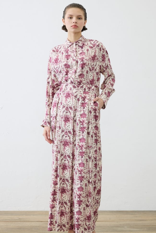 BLANC DESENLİ RAYON VİSKON PİLELİ PANTOLONLU TAKIM