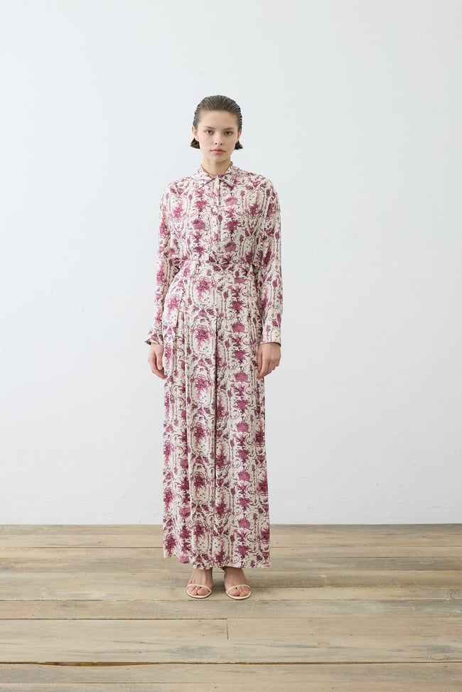 BLANC DESENLİ RAYON VİSKON PİLELİ PANTOLONLU TAKIM