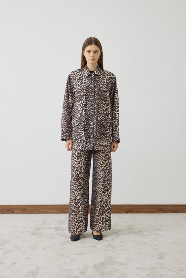 LEOPAR DESEN CEPLİ PANTOLONLU TAKIM