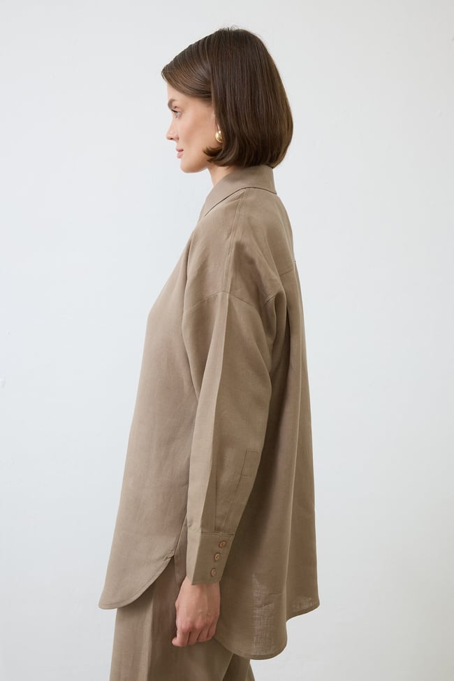 NATURAL %100 KETEN PANTOLONLU TAKIM