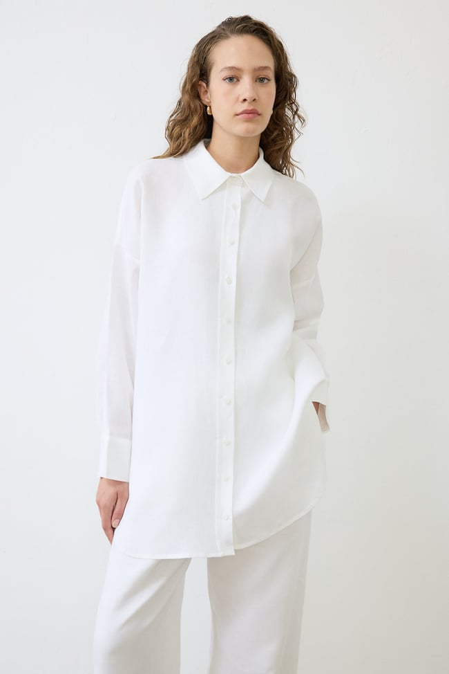 NATURAL %100 KETEN PANTOLONLU TAKIM
