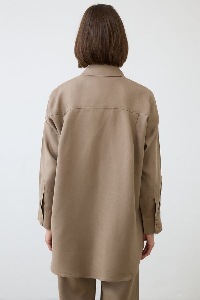 NATURAL %100 KETEN PANTOLONLU TAKIM