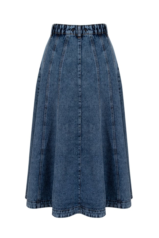 PARÇALI DENIM KOT ETEK