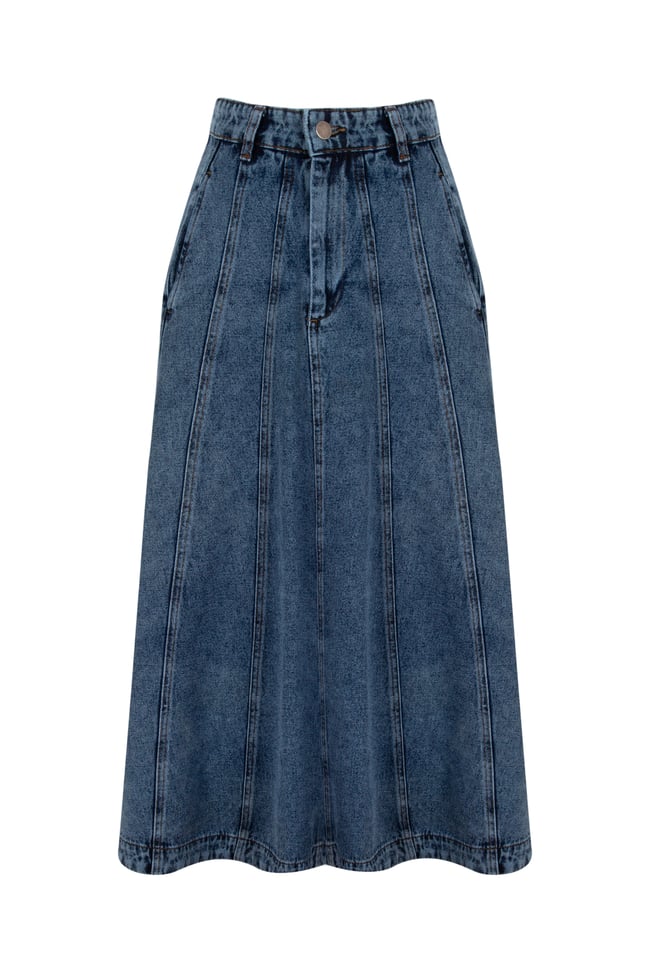 PARÇALI DENIM KOT ETEK