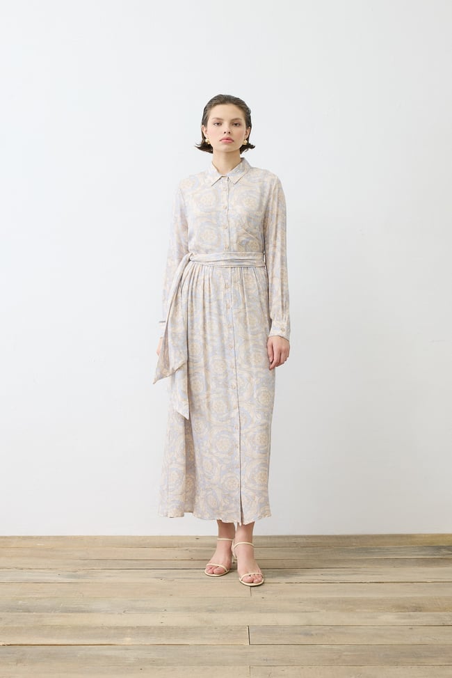 PASTEL DESEN VİSKON RAYON GÖMLEK ELBİSE