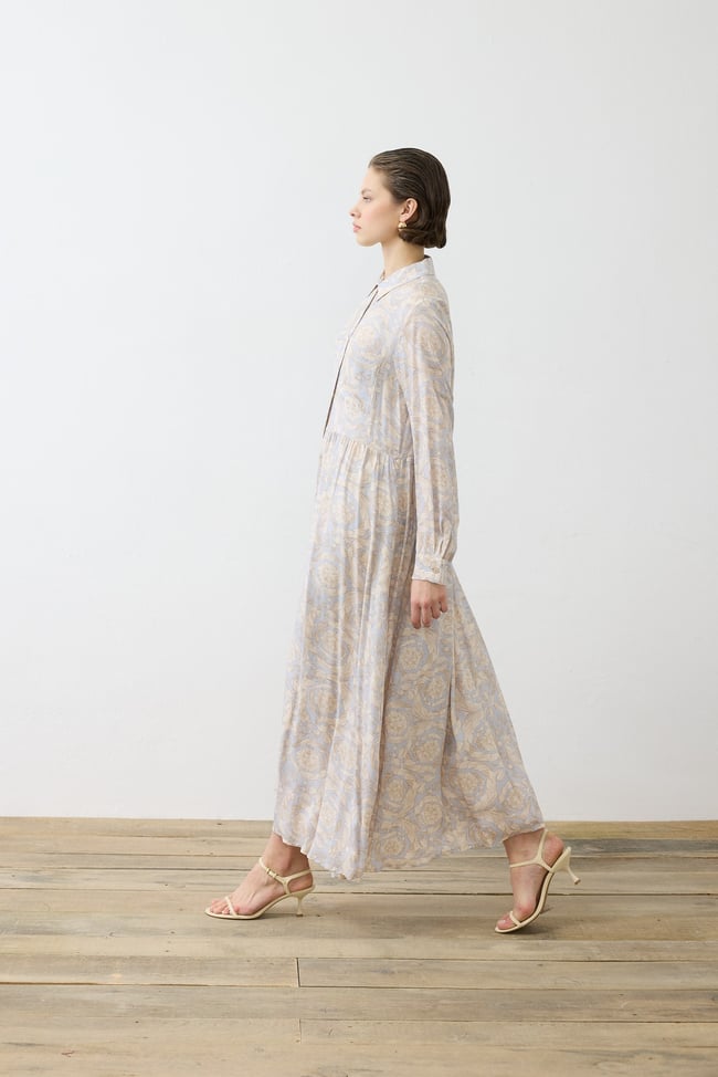PASTEL DESEN VİSKON RAYON GÖMLEK ELBİSE