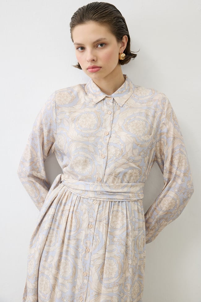 PASTEL DESEN VİSKON RAYON GÖMLEK ELBİSE