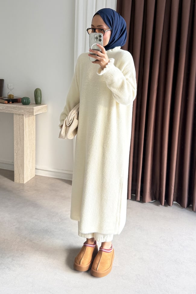 Angora Elbise - Beyaz
