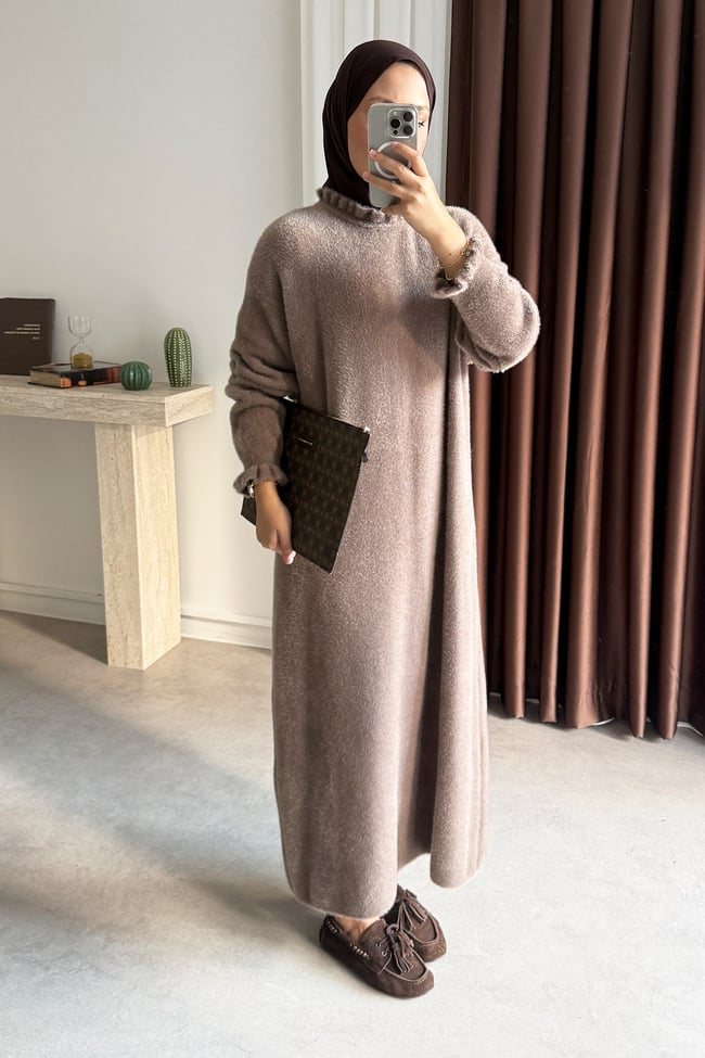 Angora Elbise - Vizon