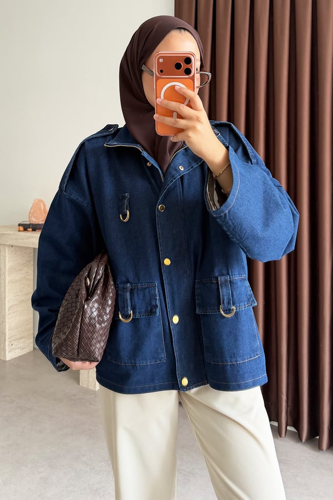 Astarlı Denim Ceket - Koyu Kot