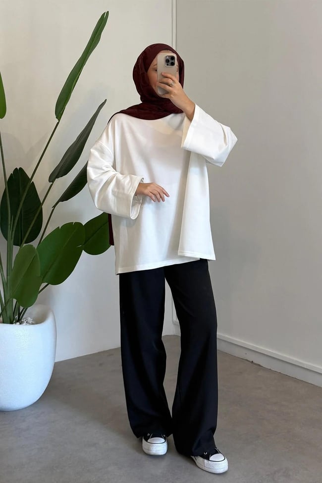 BASIC OVERSİZE SWEATSHIRT 9-52422 - EKRU