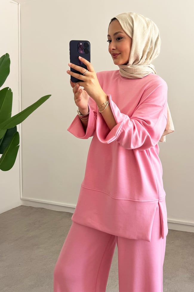 Basıc Pantolon Takım - Pembe