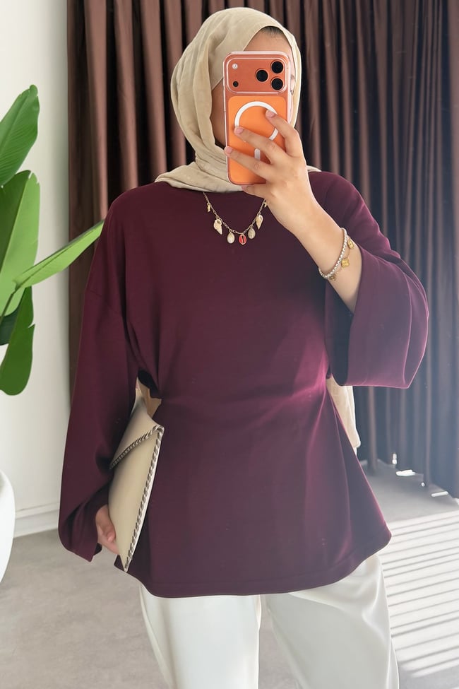 Biyeli Oysh Tunik - Mürdüm