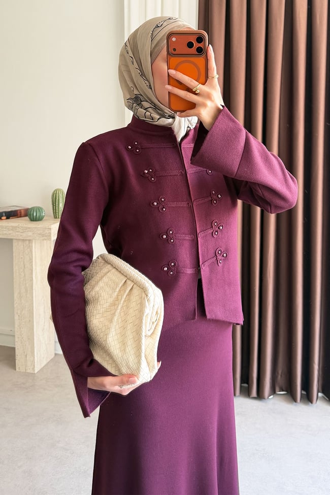Etekli Triko Takım - Bordo