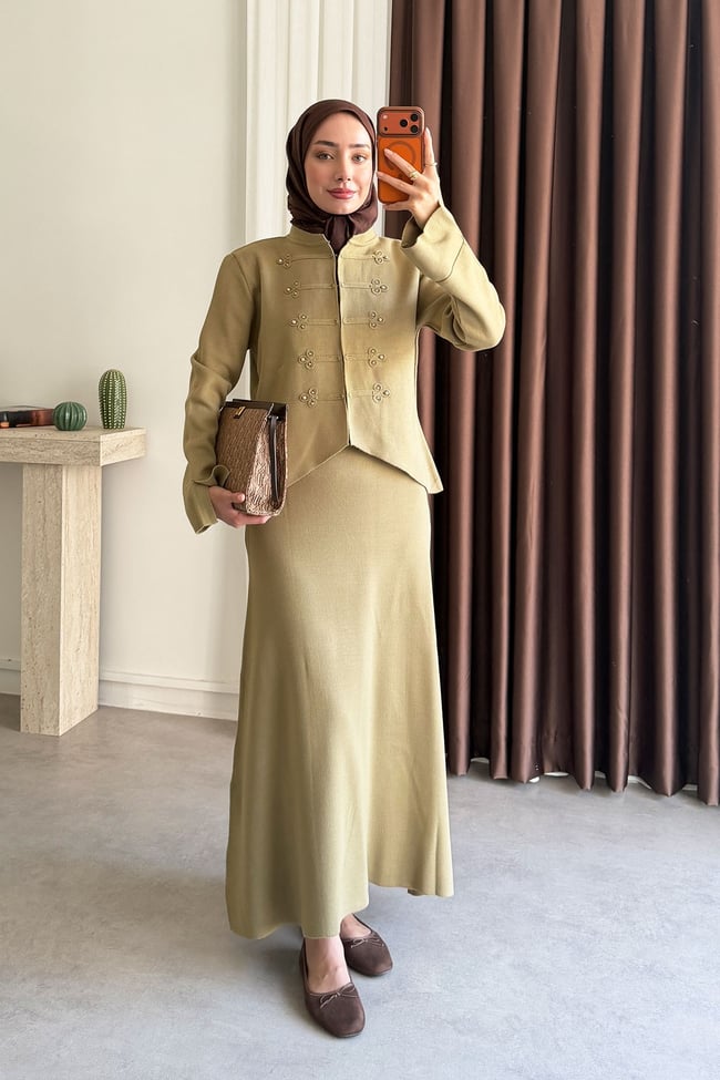 Etekli Triko Takım - Olive