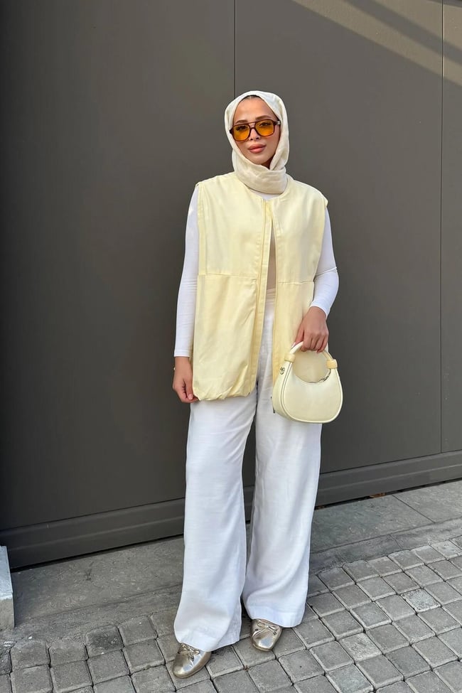 GABARDİN ASTARLI YELEK 9-52902 - SARI