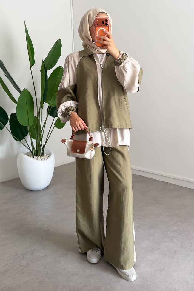 Garnili Modal Takım - Haki Yeşil