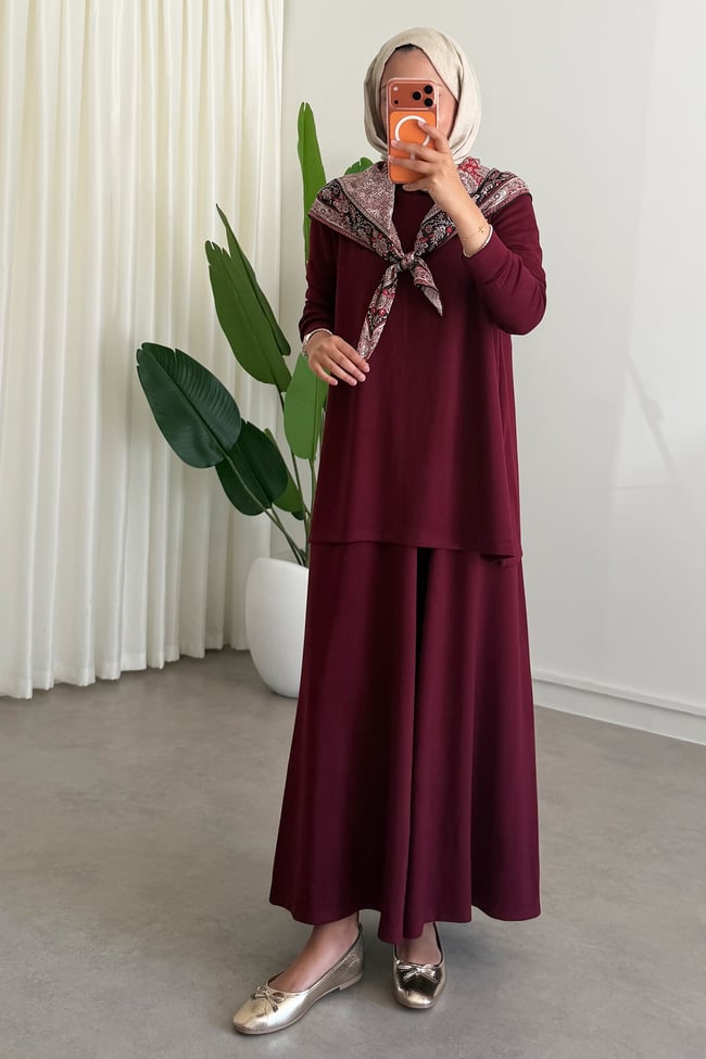 Geniş Paça Oyşh Takım - Bordo