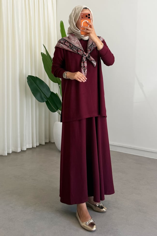 Geniş Paça Oyşh Takım - Bordo