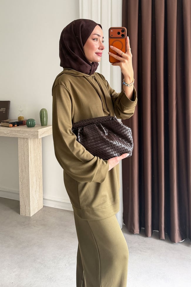 Kapüşonlu Oysh Takım - Olive