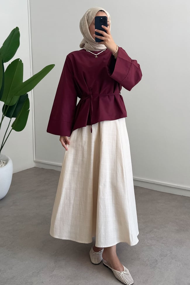 Kermerli Volan Tunik - Bordo