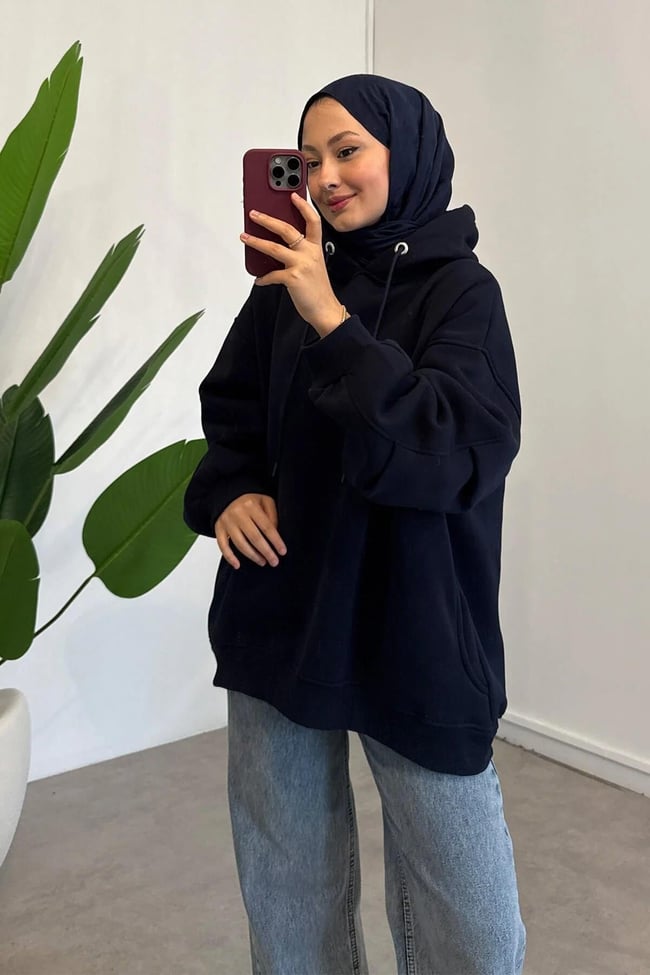Kolu Pileli Sweatshirt - Lacivert