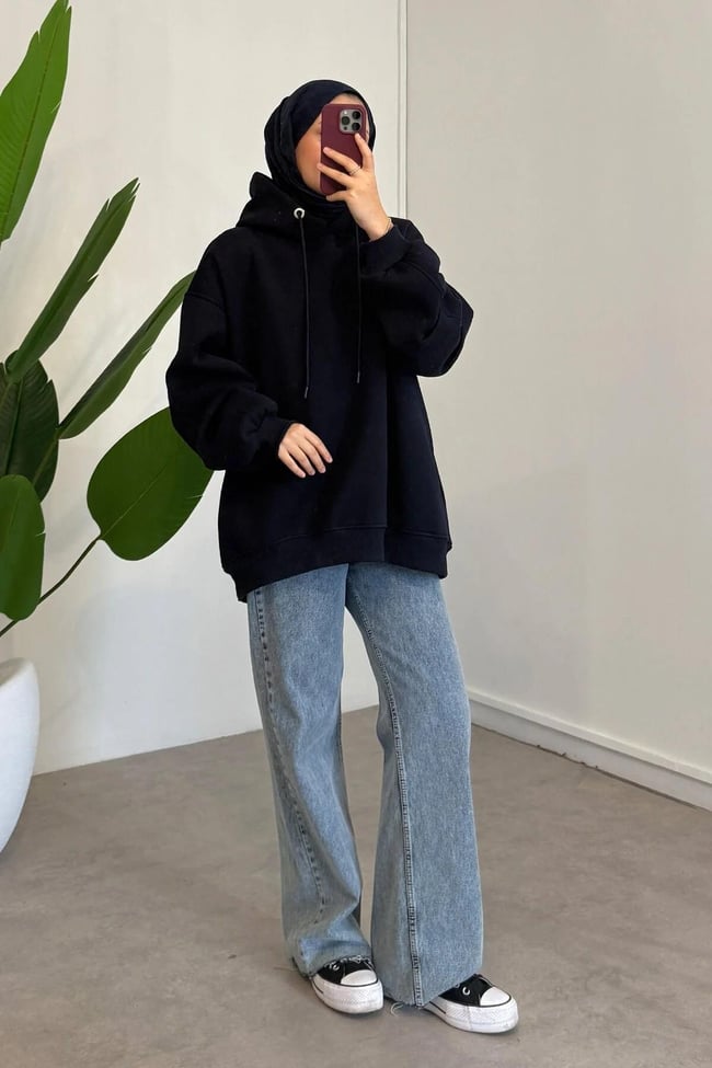 Kolu Pileli Sweatshirt - Lacivert