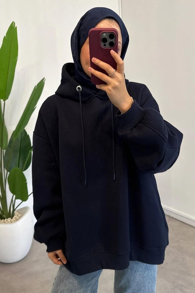Kolu Pileli Sweatshirt - Lacivert