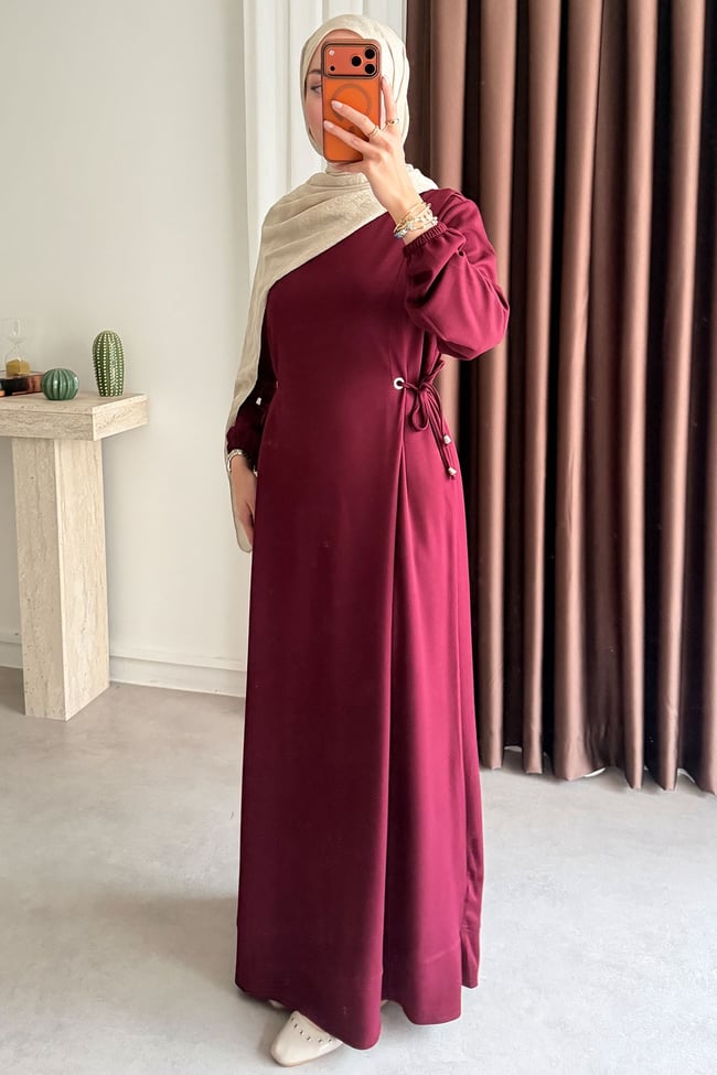 Kuş Gözlü Oysh Elbise - Mürdüm