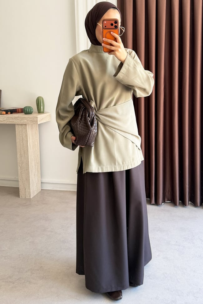 Kuşaklı Tunik - Olive