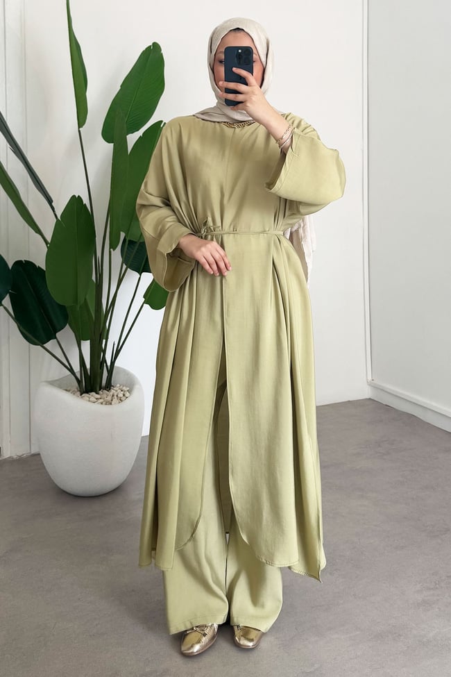 Modal Elbise Takım - Olive
