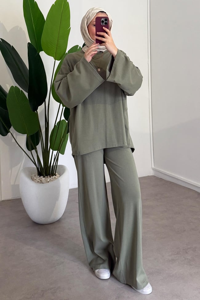 Oversize Basıc Takım - Haki Yeşil