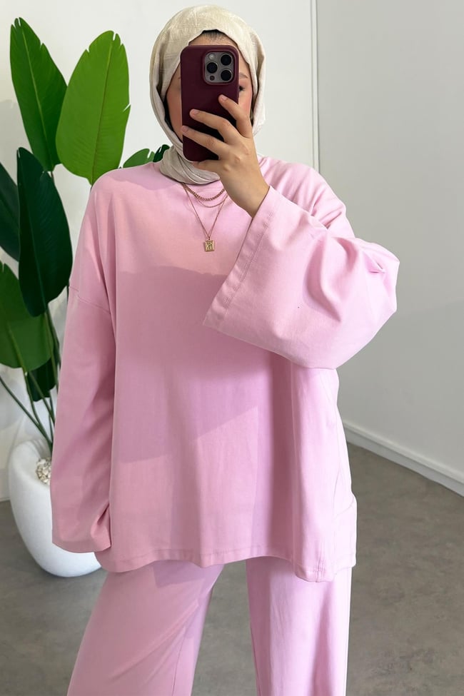 Oversize Basıc Takım - Pudra