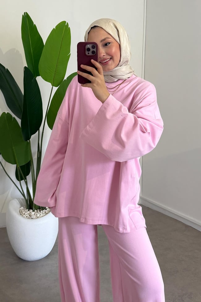 Oversize Basıc Takım - Pudra