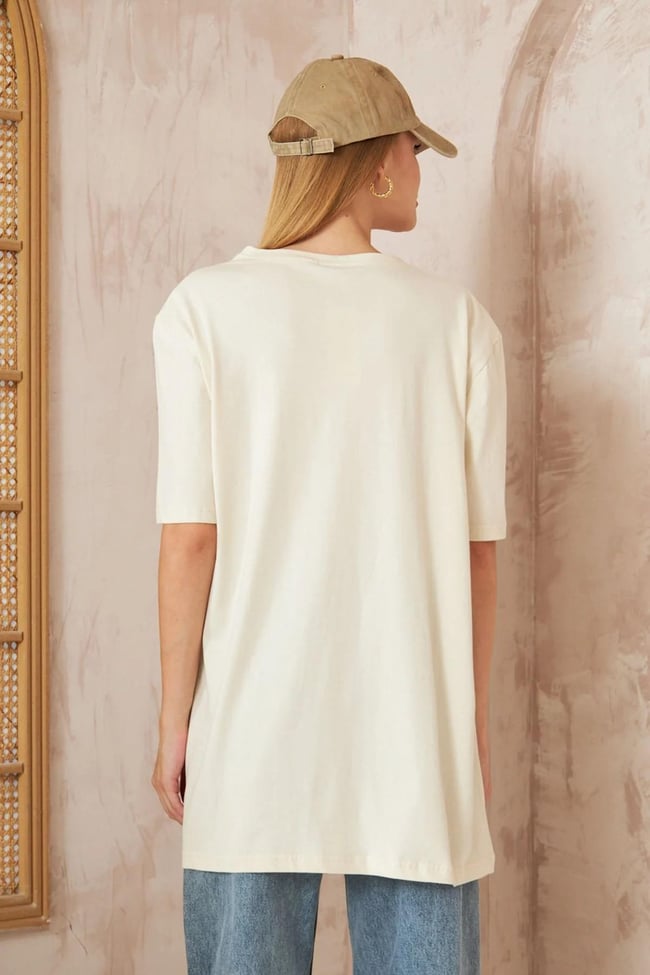 Oversize Kısa Kol T-shirt 4-6634 - EKRU