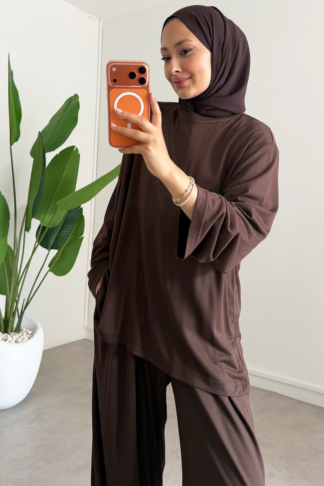 Oysh Pantolonlu Takım - Kahverengi