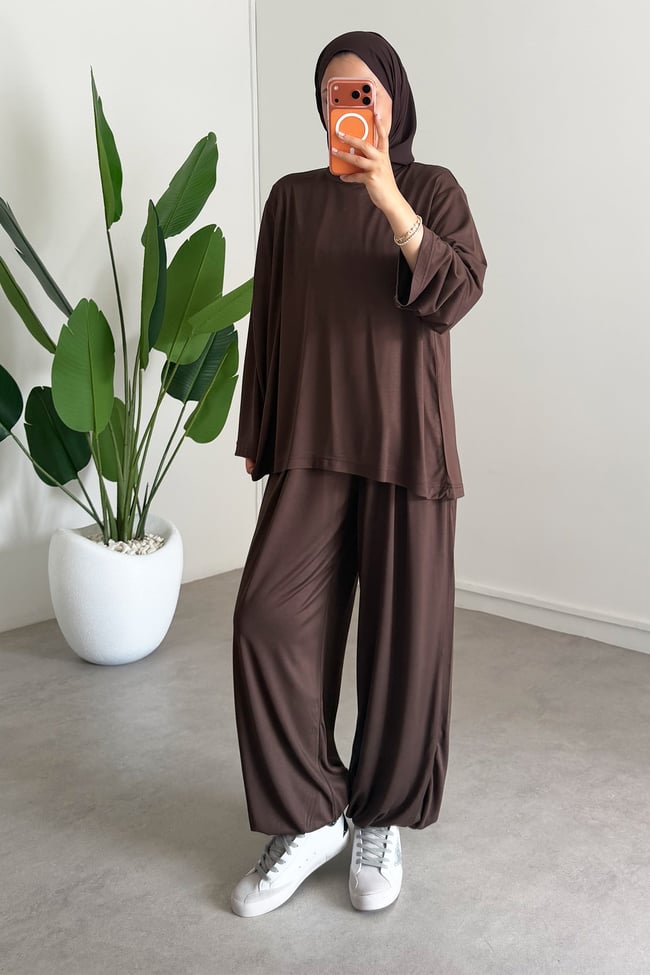 Oysh Pantolonlu Takım - Kahverengi